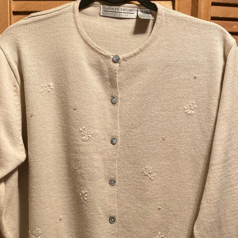 Carolyn Taylor Beige Embroidered & Embellished Cardigan - Picture 2 of 12